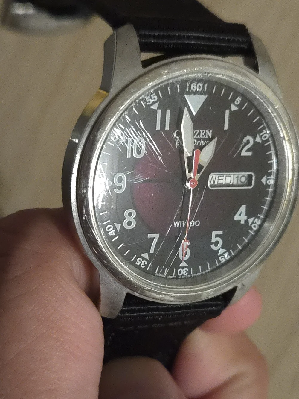 Citizen Eco-Drive Black Dial Nylon Strap Watch